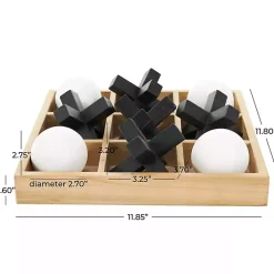 Discount Wooden Black & White 3D Tic Tac Toe Set Decorative Accents