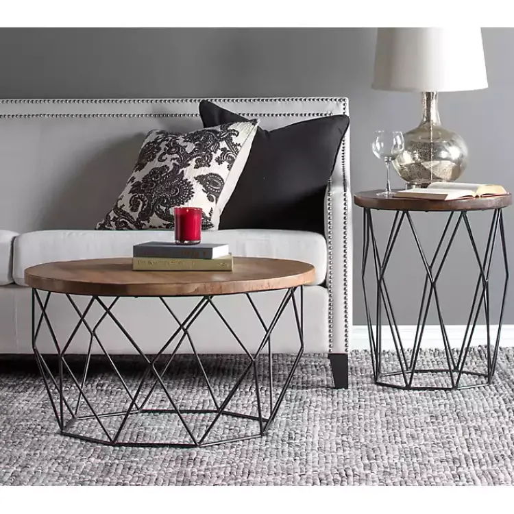 Kirklands Home Coffee Tables|Wooden Top Geometric Chadwick Coffee Table