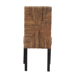 Kirklands Home Dining Chairs|Woven Banana Fiber and Mahogany Dining Chair Tan