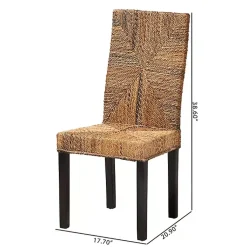 Kirklands Home Dining Chairs|Woven Banana Fiber and Mahogany Dining Chair Tan
