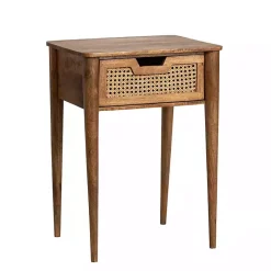 Kirklands Home Accent & End Tables|Woven Cane and Mango Wood Side Table Brown