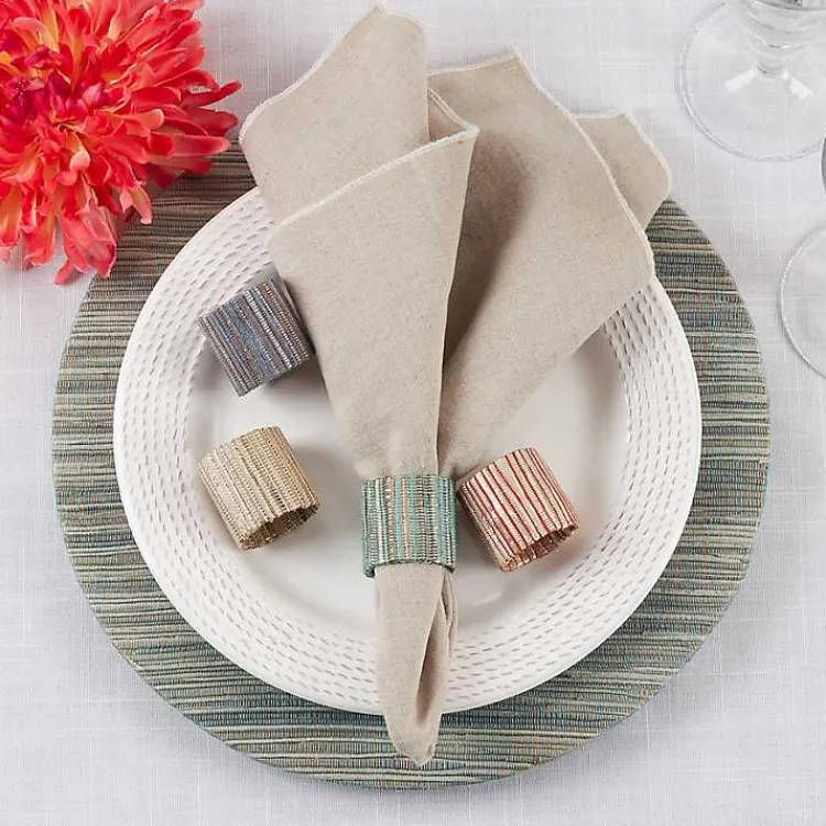 Kirklands Home Table Linens|Woven Indigo 4-pc. Napkin Ring Set