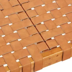 Kirklands Home Benches & Ottomans|Woven Leather Textured Wood Bench Brown