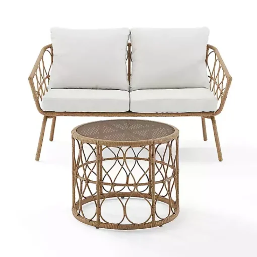 Kirklands Home Outdoor Sets|Woven Loop Rattan 2-pc. Outdoor Loveseat Set