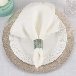 Kirklands Home Table Linens|Woven Minty 4-pc. Napkin Ring Set