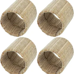 Kirklands Home Table Linens|Woven Neutral 4-pc. Napkin Ring Set Tan