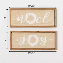 New Woven Noel & Joy Christmas Wall Plaques, Set of 2 Christmas Art & Wall Decor