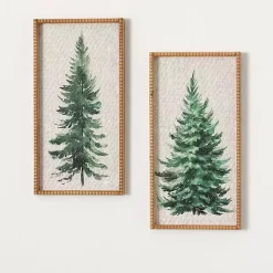 Clearance Woven Pine Tree Framed Art Prints, Set of 2 Christmas Decorations