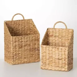 New Woven Recgle Baskets with Handles, Set of 2 Baskets & Boxes