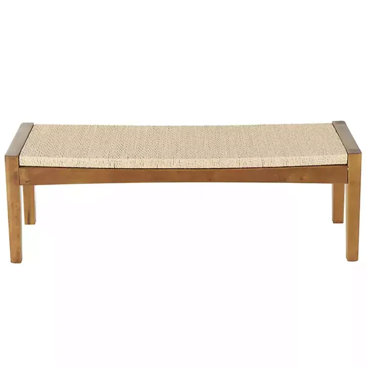 Kirklands Home Benches & Ottomans|Woven Rope and Birch Wood Bench Tan