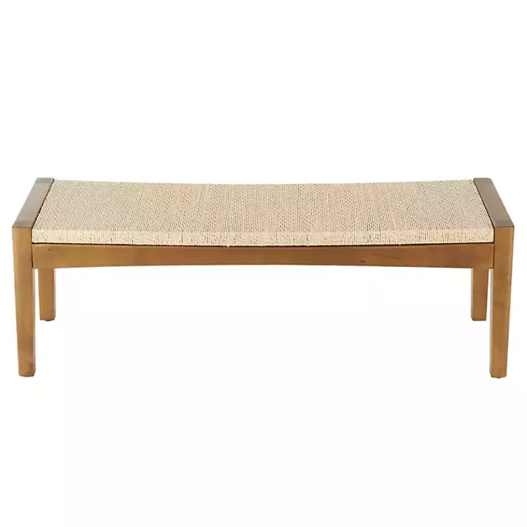 Kirklands Home Benches & Ottomans|Woven Rope and Birch Wood Bench Tan