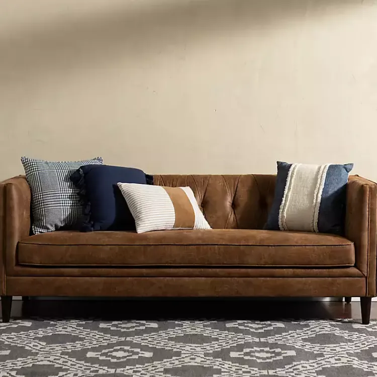 Kirklands Home Sofas & Loveseats|Wyatt Chester Faux Leather Formal Sofa Brown