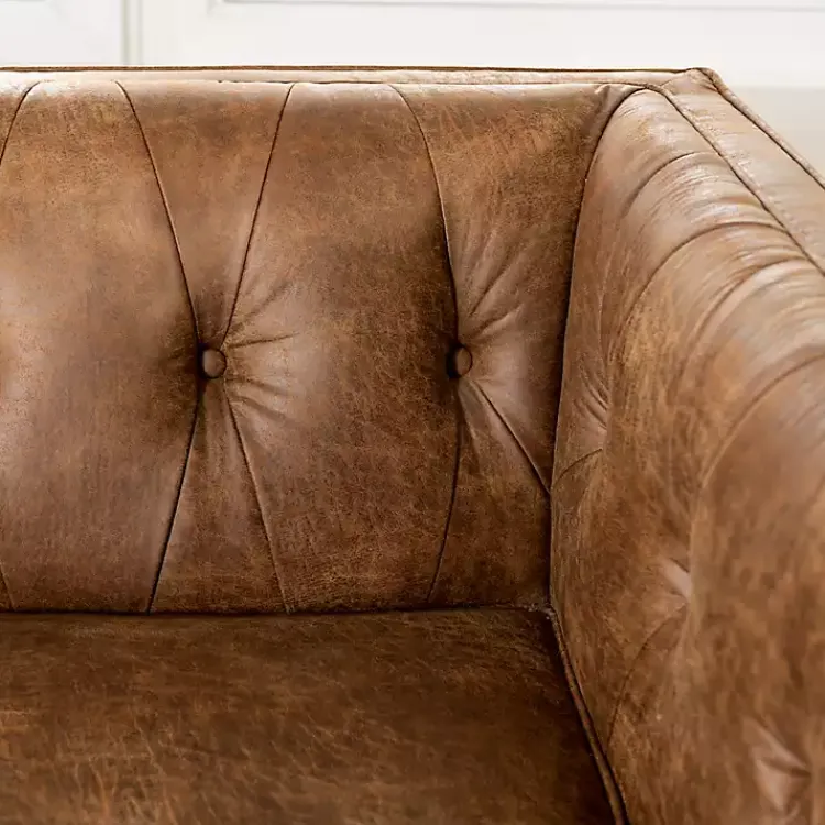 Kirklands Home Sofas & Loveseats|Wyatt Chester Faux Leather Formal Sofa Brown