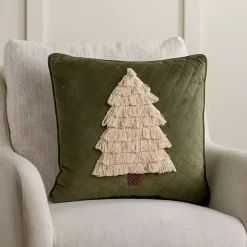 Discount Yarn Fringe Christmas Tree Pillow Pillows