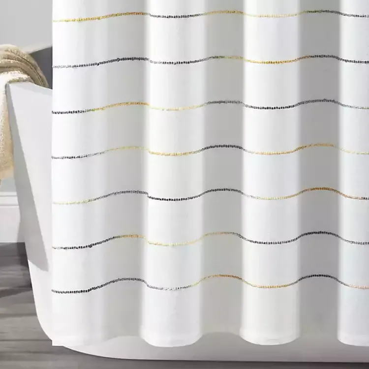 Kirklands Home Shower Curtains|Yellow and Gray Ombre Stripe Shower Curtain