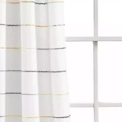 Kirklands Home Curtains & Drapes|Yellow and Gray Stripe Curtain Panel Set, 84 in.