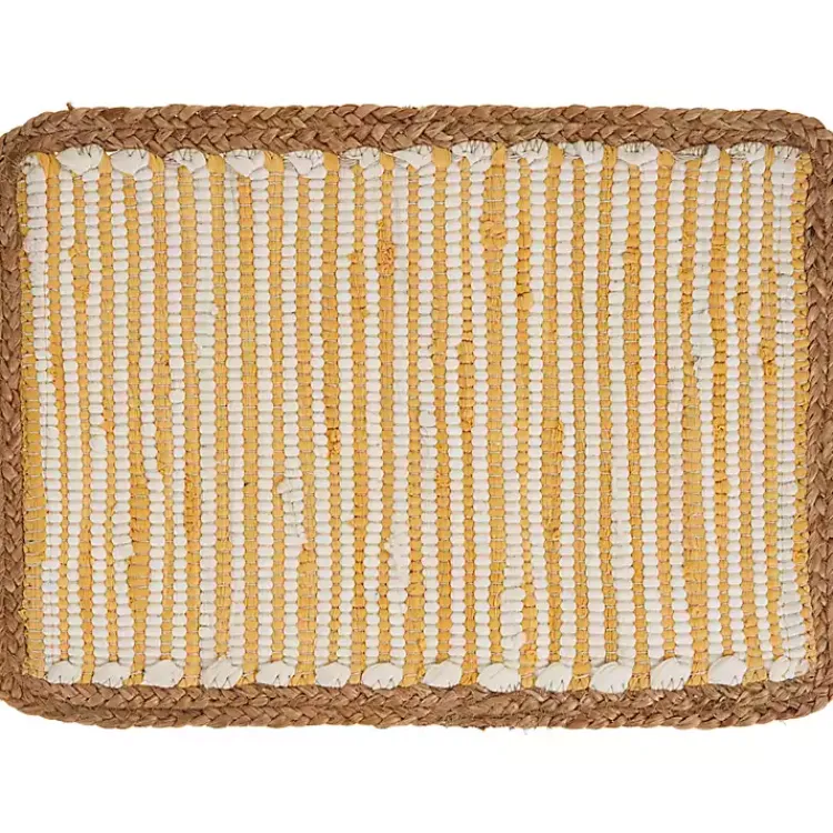 Kirklands Home Table Linens|Yellow and White Striped Placemats, Set of 4
