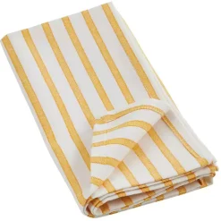 Kirklands Home Table Linens|Yellow Cheerful Striped Cotton Napkins, Set of 4