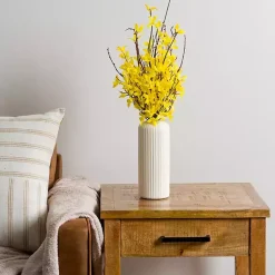New Forsythia Arrangement in Ribbed Vase Arrangements & Greenery