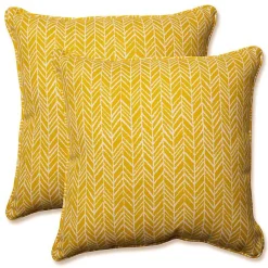 Kirklands Home Outdoor Cushions & Pillows|Herringbone Outdoor Pillows, Set of 2 Yellow