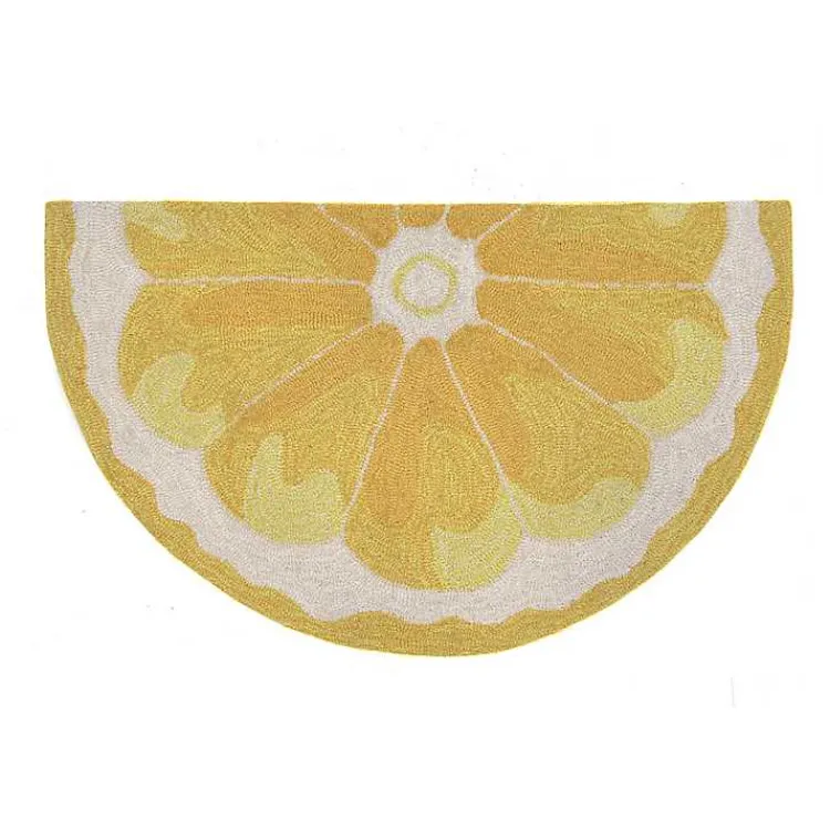 Kirklands Home Outdoor Rugs|Yellow Lemon Indoor/Outdoor Accent Rug, 2x3