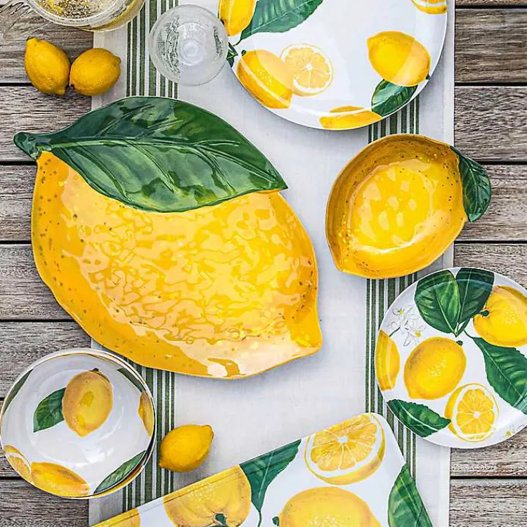 Kirklands Home Outdoor Dining|Lemon Melamine Serving Platter Yellow