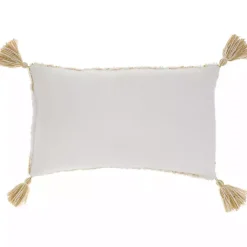 Online Stripe Diamond Tassels Cotton Lumbar Pillow Pillows