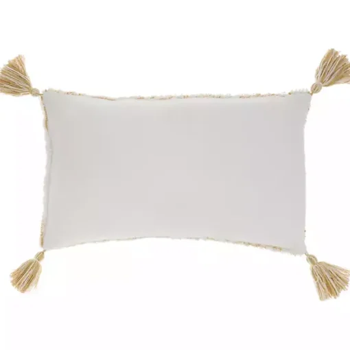 Online Stripe Diamond Tassels Cotton Lumbar Pillow Pillows