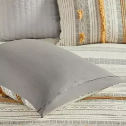 Kirklands Home Duvets|Yellow Striped Pom Pom 3-pc. Full/Queen Duvet Set