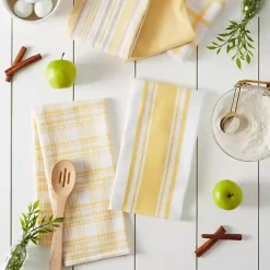 Kirklands Home Kitchen Accessories|Yellow Woven Assorted Dishtowels, Set of 5
